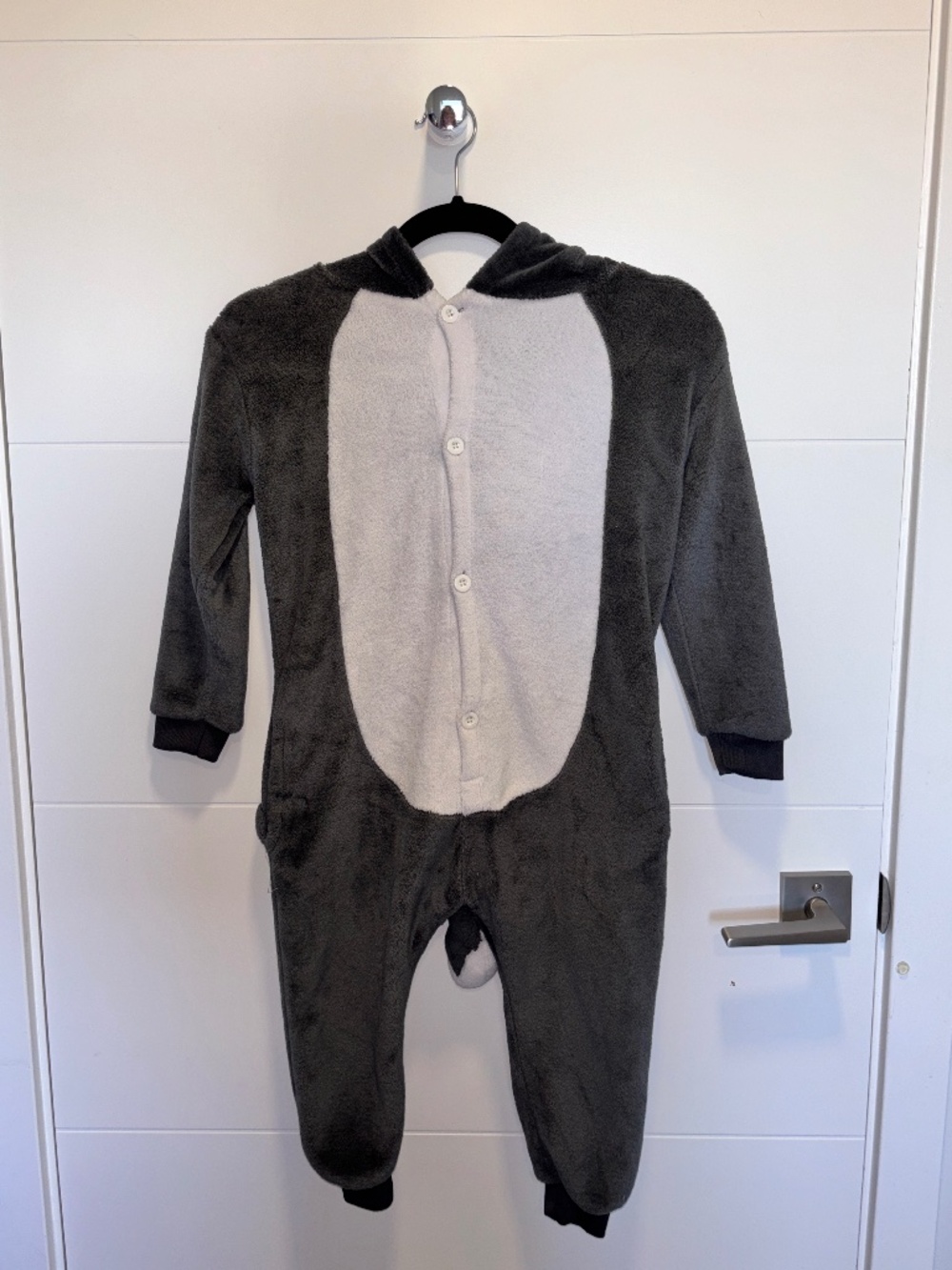 Kids Gray Dragon Dinosaur Hooded Plush One Piece Costume Pajamas Size 10